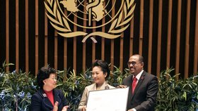 Pcheng Li-jüan je velvyslankyní dobré vůle WHO pro TBC a HIV/AIDS.