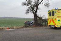 Havárie automobilu u Kladna si vyžádala lidský život. Řidič (†85) narazil do stromu