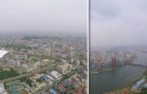 Hlavní město duchů: Severokorejský Pchjongjang z letadla je téměř liduprázdný