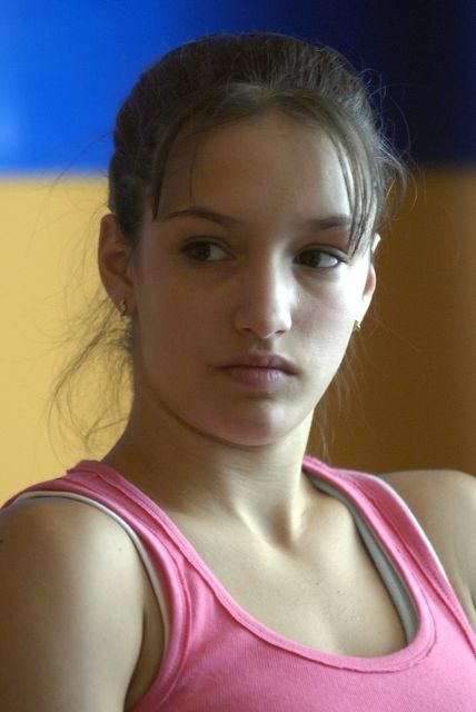 Nicole Pechancová před startem gymnastického mistrovství světa 2007 ve Stuttgartu
