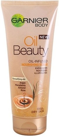 OBSAHUJE MIKROKULIČKY - Garnier Zkrášlující tělový peeling Oil Beauty, 119 Kč