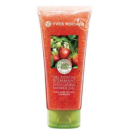 Yves Rocher Sprchový gel s peelingem Jahoda, 99 Kč, koupíte na www.yves-rocher.cz nebo v kamenných prodejnách Yves Rocher