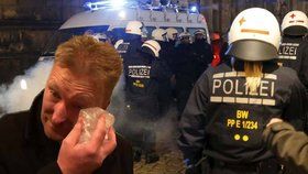 Češi na německém protestu proti uprchlíkům: Černoch prý dostal dlažební kostkou