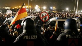Demonstrace Pegidy v německých Drážďanech