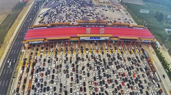 Dopravní kolaps v čínském Pekingu