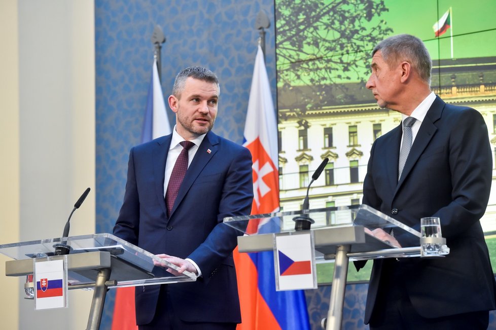 Tisková konference Petera Pellegriniho a Andreje Babiše