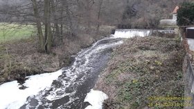 Poplach na řece Klabavě na Plzeňsku:  Vypěnila! Odborníci zjišťují důvod 