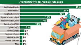 ČEŠI SI NEJČASTĚJI PŮJČUJÍ NA ELEKTRONIKU