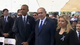 Obama a premiér Netanyahu na pohřbu Perese.