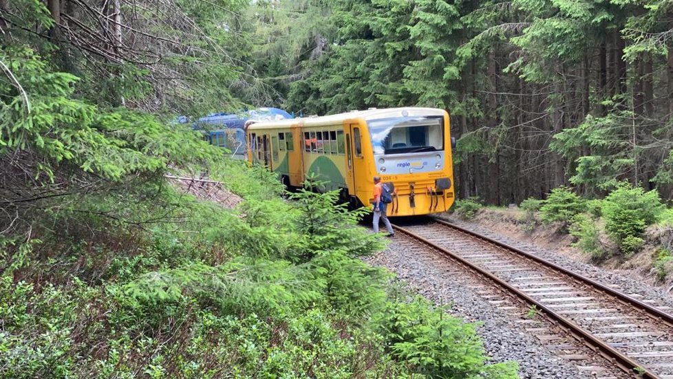 Fatální srážka dvou vlaků u obce Pernink.