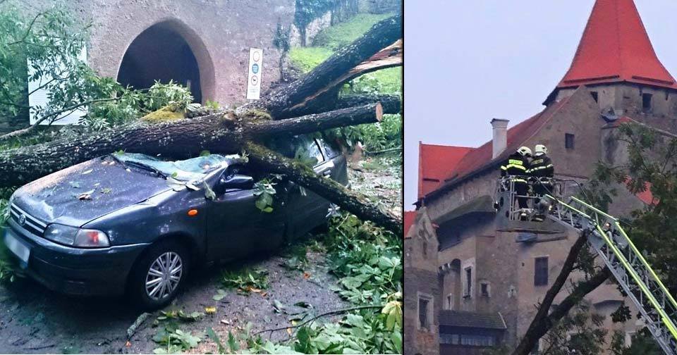 U hradu Pernštejn řádila větrná smršť