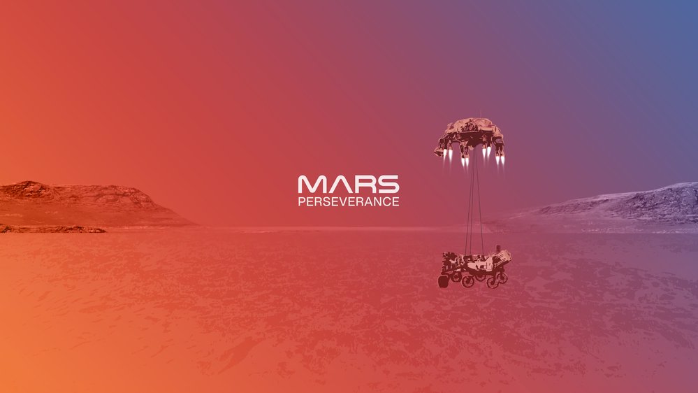 Ilustrace plánovaného přistání sondy Perseverance na Marsu tak, jak ji plánuje NASA