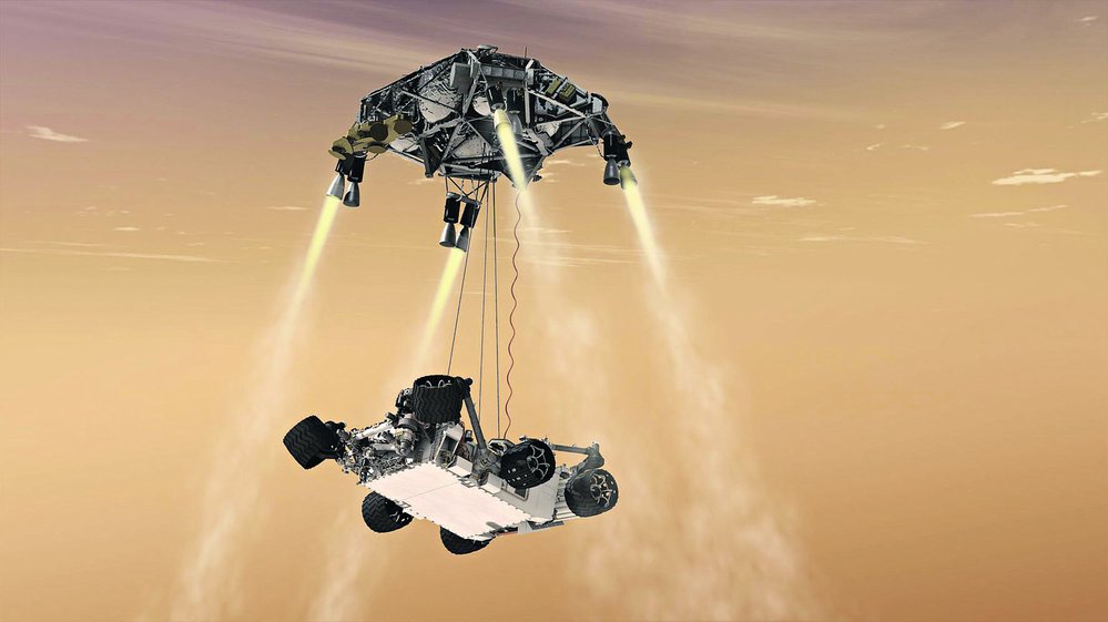 Spuštění roveru na Mars z plošiny