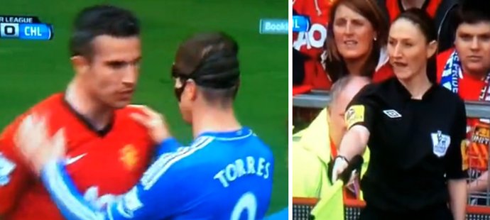 Fernando Torres a Robin van Persie sklopili uši, když je okřikla žena s praporkem.