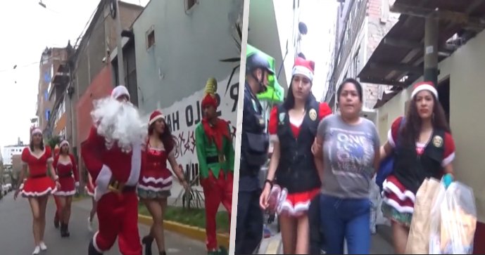 Peruánští policisté provedli zátah na drogové dealery v maskách Santa Clause.
