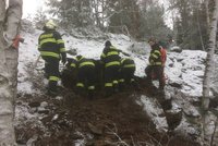 Boj o život psa: Ve skalách na Tachovsku zachraňují hasiči jezevčíka