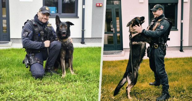 Psovod Petr Diviš s německým ovčákem