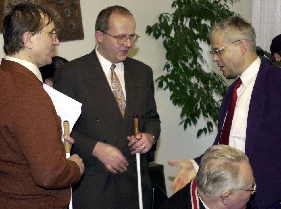 Milan Pešák na setkání s Vladimírem Špidlou v roce 2000.
