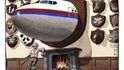 Drsná karikatura: Putin má novou trofej, sestřelené letadlo