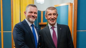 Peter Pellegrini se vřele zdravil s Andrejem Babišem (4. 11. 2025).