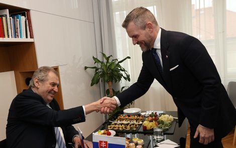 Peter Pellegrini zavítal v Praze na návštěvu do kanceláře k Miloši Zemanovi (29.2.2024) 
