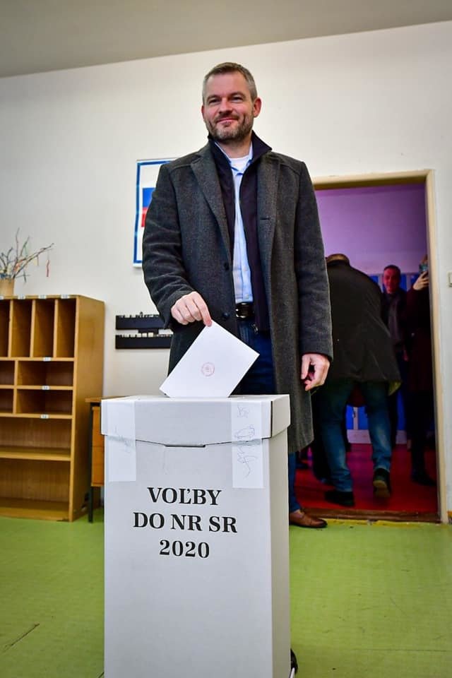Peter Pellegrini, volební lídr Směr-SD, u slovenských voleb (29.2.2020)