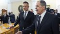 Maďarský ministr zahraničí Szíjjárto a ruský ministr zahraničí Lavrov Maďarský ministr zahraničí Szíjjárto a ruský ministr zahraničí Lavrov