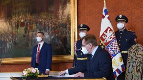 Petr Arenberger při jmenování nového ministra zdravotnictví na Hradě (7. 4. 2021)