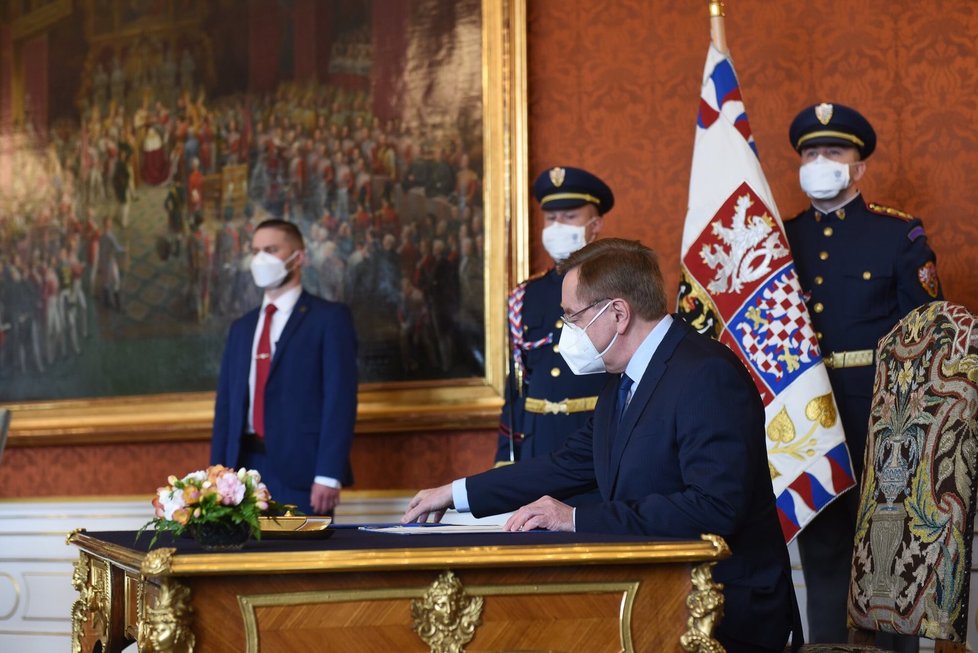 Petr Arenberger při jmenování nového ministra zdravotnictví na Hradě (7.4.2021)