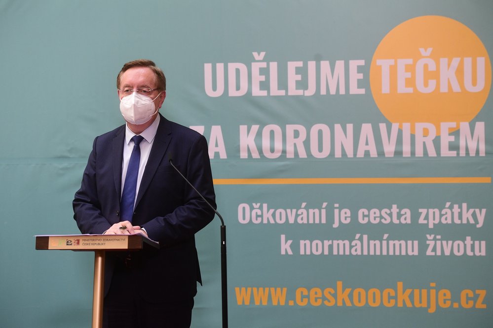 Ministr zdravotnictví Petr Arenberger (za ANO) na pravidelné páteční tiskovce (23.4.2021)