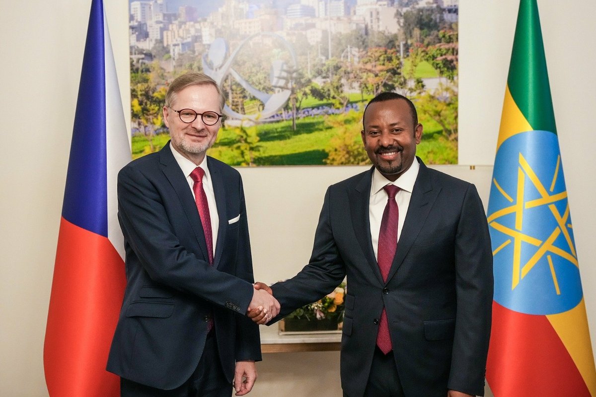 Petr Fiala v Etiopii: s etiopským premiérem Abiy Ahmedem (4.11.2023)