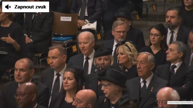 Petr Fiala a prezident Biden na pohřbu Alžběty II.