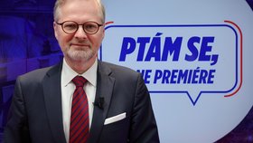 Premiér Petr Fiala ve studiu Blesku. (4.4.2024)