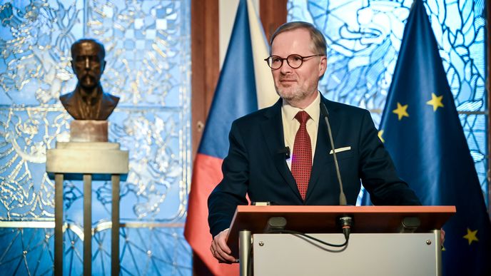 Premiér Petr Fiala (ODS) přijal šéfku Evropského parlamentu Robertu Metsolaovou (14.2.2024)