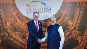 Petr Fiala v Indii: Vítal ho i indický premiér Módí (10.1.2024)