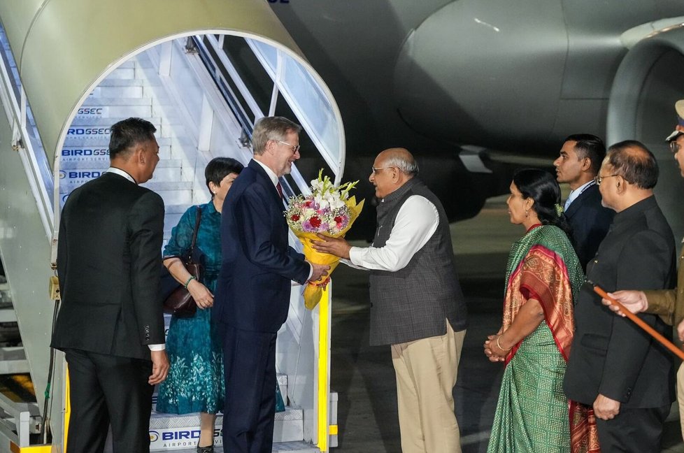 Přivítání premiéra Petra Fialy (ODS) v Indii (9. 1. 2023)