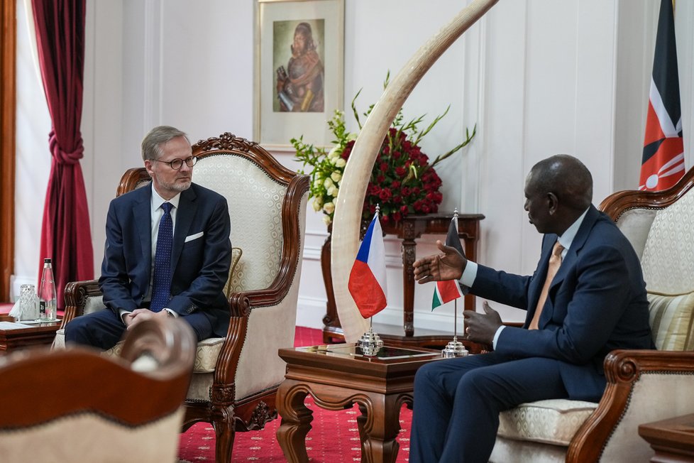 Premiér Petr Fiala jednal s keňským prezidentem Williamem Rutem (7. 11. 2023)