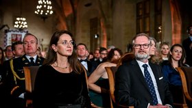 Petr Fiala (ODS) s manželkou Janou během předávání státních vyznamenání (28.10.2025)