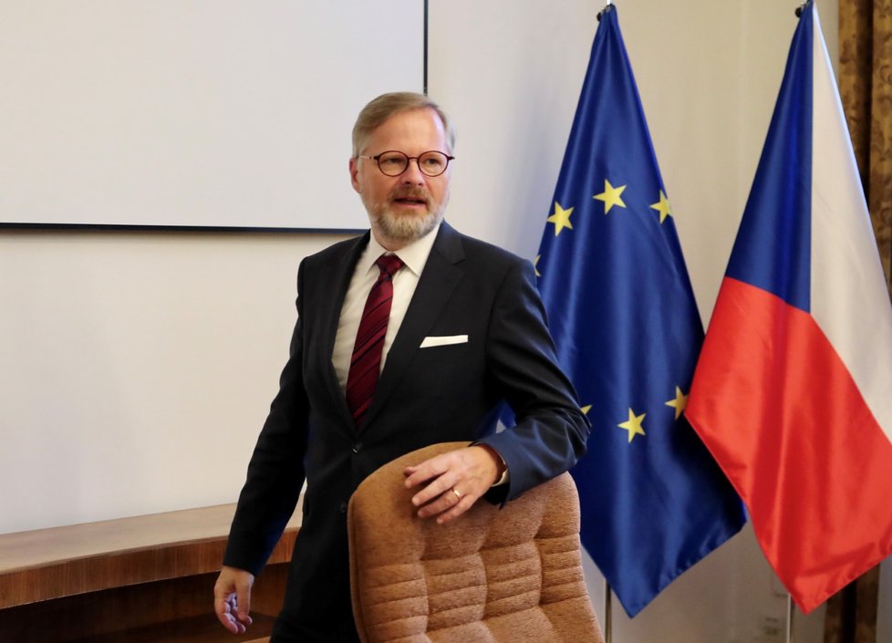 Premiér Petr Fiala na ministerstvu dopravy. (23.8.2022)