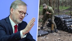 Premiér Petr Fiala (ODS) o české muniční iniciativě.