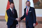 Premiér Petr Fiala (ODS) v Praze přivítal saského premiéra Kretschmera (27.6.2022).