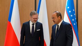 Premiér Petr Fiala (ODS) se sešel s uzbeckým předsedou vlády Abdullou Aripovem (25.4.2023)