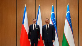 Premiér Petr Fiala (ODS) se sešel s uzbeckým předsedou vlády Abdullou Aripovem (25.4.2023)