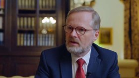 Premiér Petr Fiala (ODS) během bilancování na ročním působením jeho vlády