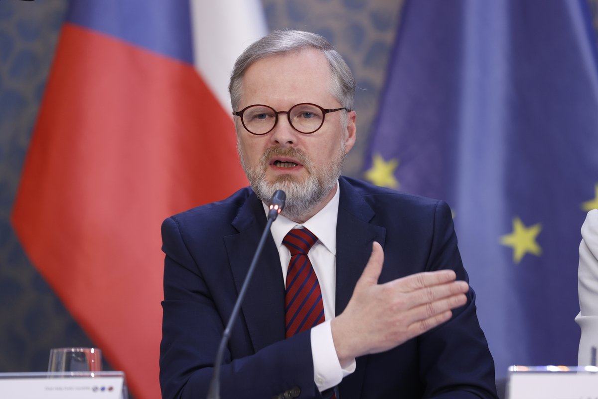 Premiér Petr Fiala (ODS) na tiskové konferenci ke konsolidačnímu balíčku (11.5.2023)
