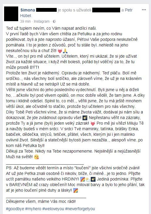 Zemřel Petr Hübel (†24): S rakovinou jel bojovat až k šamanům do Peru.