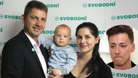Petr Mach (na snímku s manželkou Andreou a synem Jonášem) ani Matěj Stropnický ve volbách neuspěli.