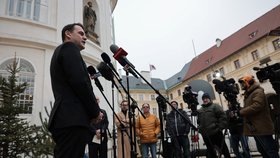 Petr Macinka (Motoristé) po schůzce s prezidentem Pavlem na Hradě (4.12.2025)