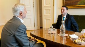 Předseda Motoristů Petr Macinka na jednání s prezidentem Petrem Pavlem (20. 11. 2025)