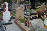 Kytara z 230 růží od neznámé ctitelky se objevila na hrobě Petra Muka přibližně v polovině července.